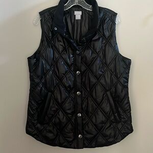 CHICOS Black Puffer Vest size large